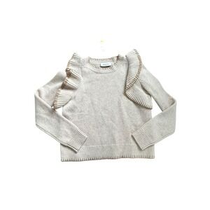 Berenice Paris Knit Sweater Ruffle Shoulders Tan Neutral Women's XS